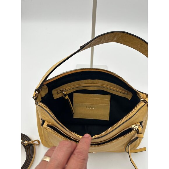 LODIS Payton Crossbody Convertible Shoulder Bag – Mustard Yellow Pebbled Leather - Picture 5 of 11